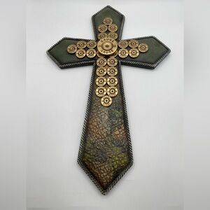 Western 12 Gauge Shell Casings Wall Cross Camouflage Faux Leather Rope Trim